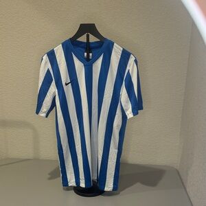 Nike Blue and White Striped Shirt